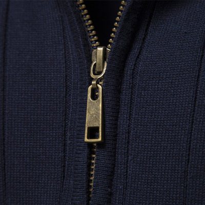 Heren Geribde Katoenen Half-Zip Trui