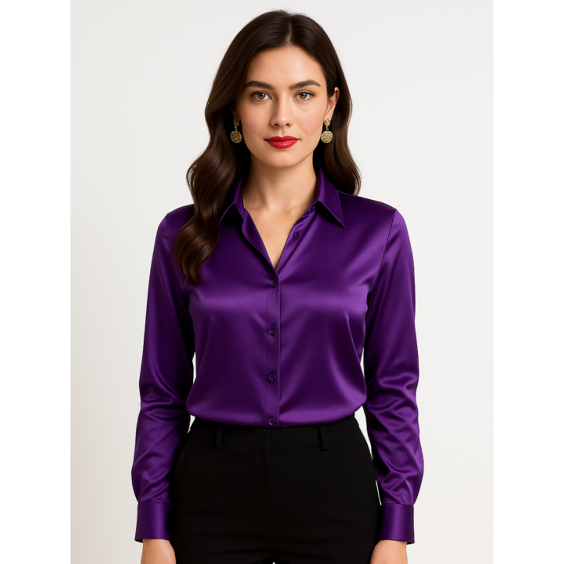 Satijnen Dames Blouse met Knopen – Elegant & Tijdloos