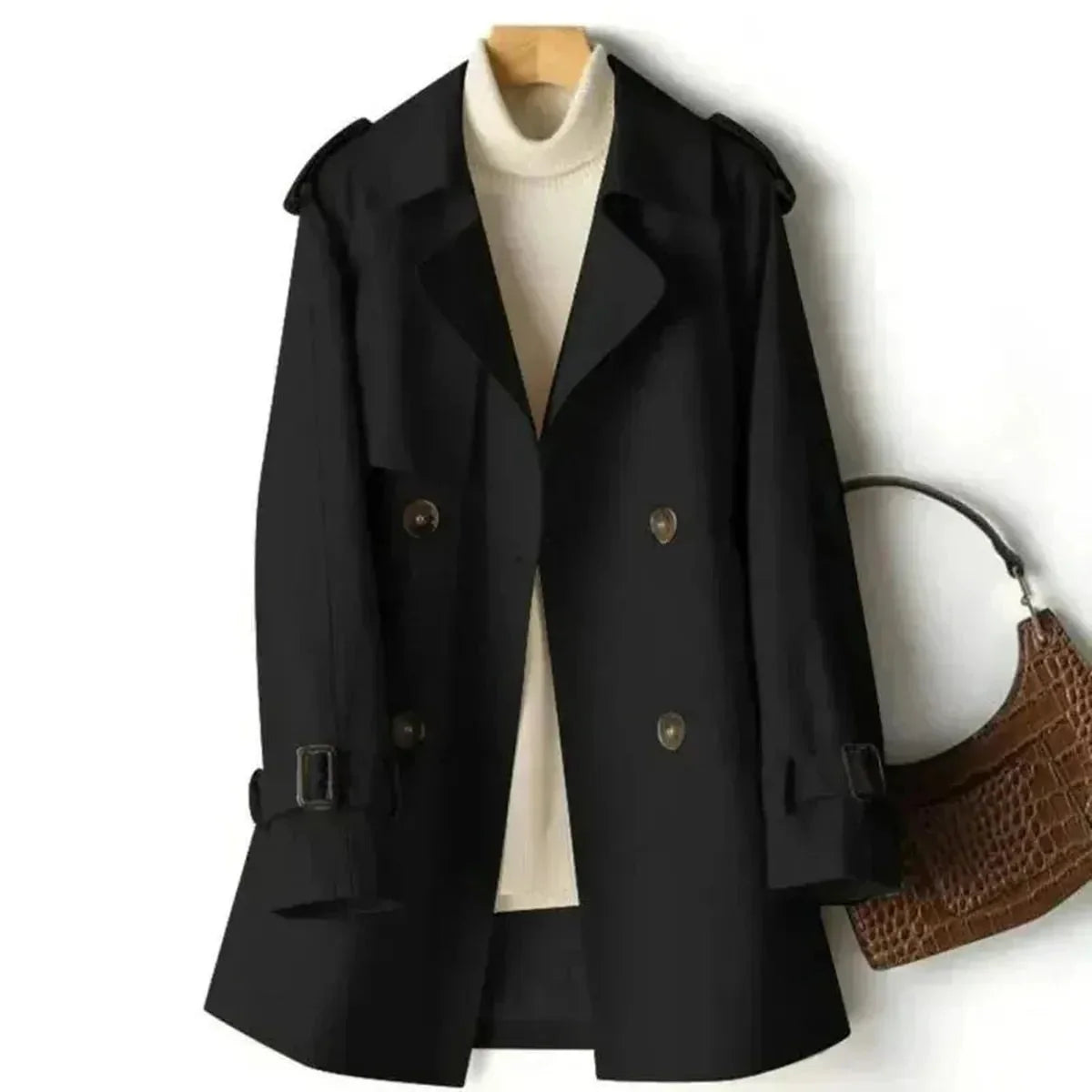 Dames Trenchcoat met Ceintuur – Dubbelrijig & Elegant