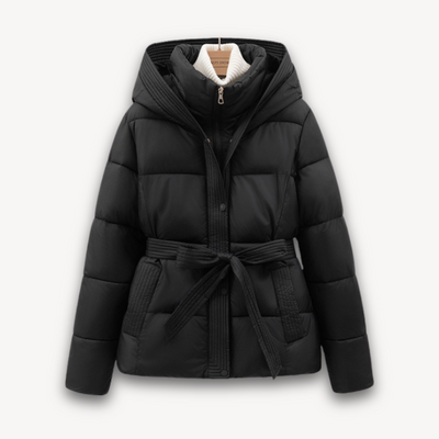 Dames Gewatteerde Winterjas met Kap & Ceintuur – Lichtgewicht & Warm