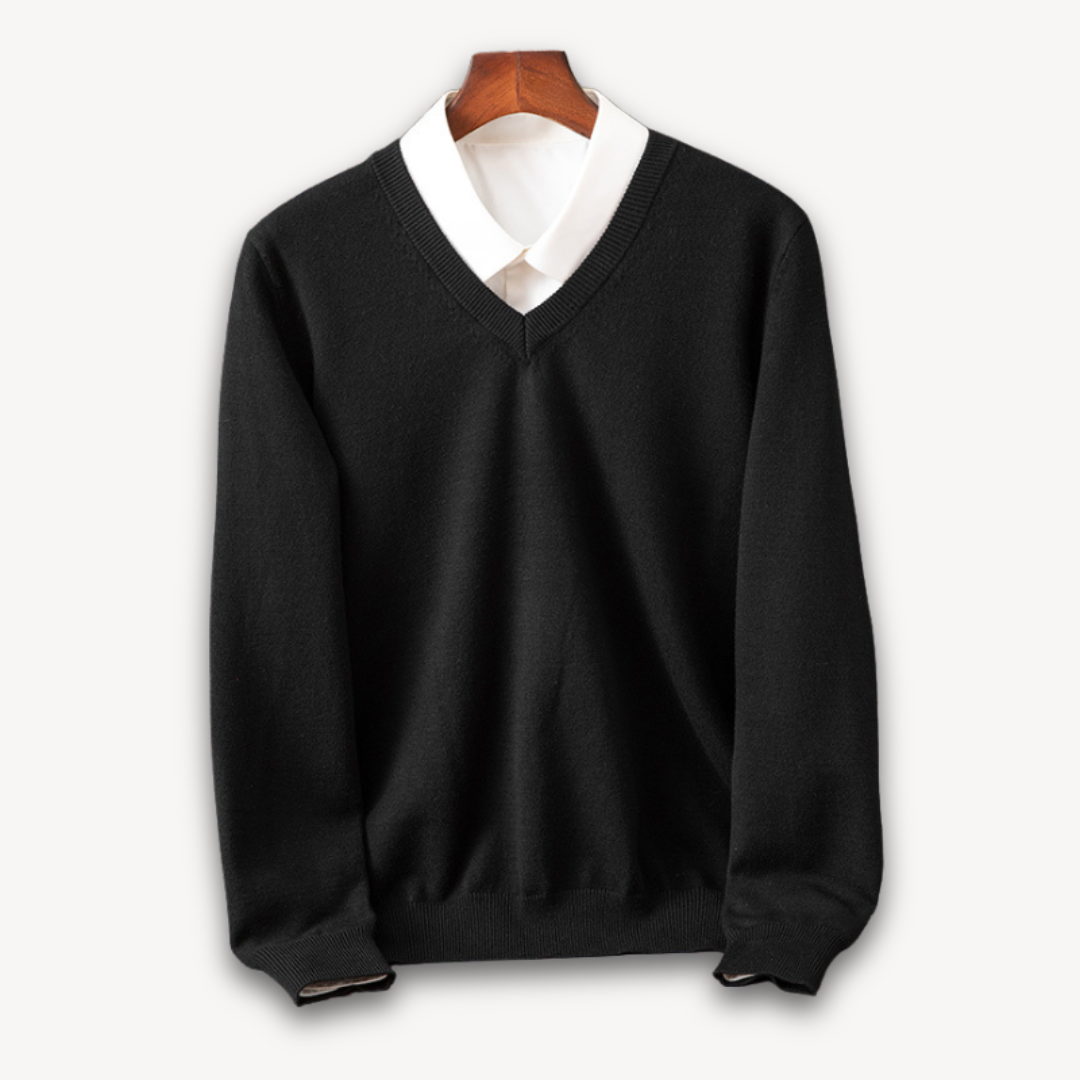 Heren Kasjmier V-Hals Trui – Slim Fit, Zacht & Lichtgewicht