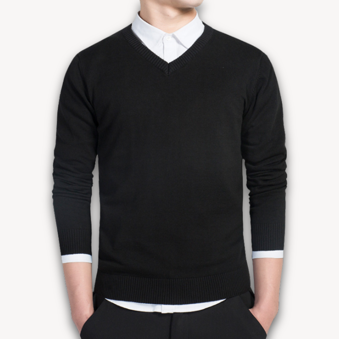 Heren V-Hals Trui – Slim Fit Katoenmix