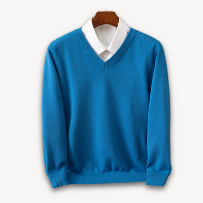 Heren Kasjmier V-Hals Trui – Slim Fit, Zacht & Lichtgewicht