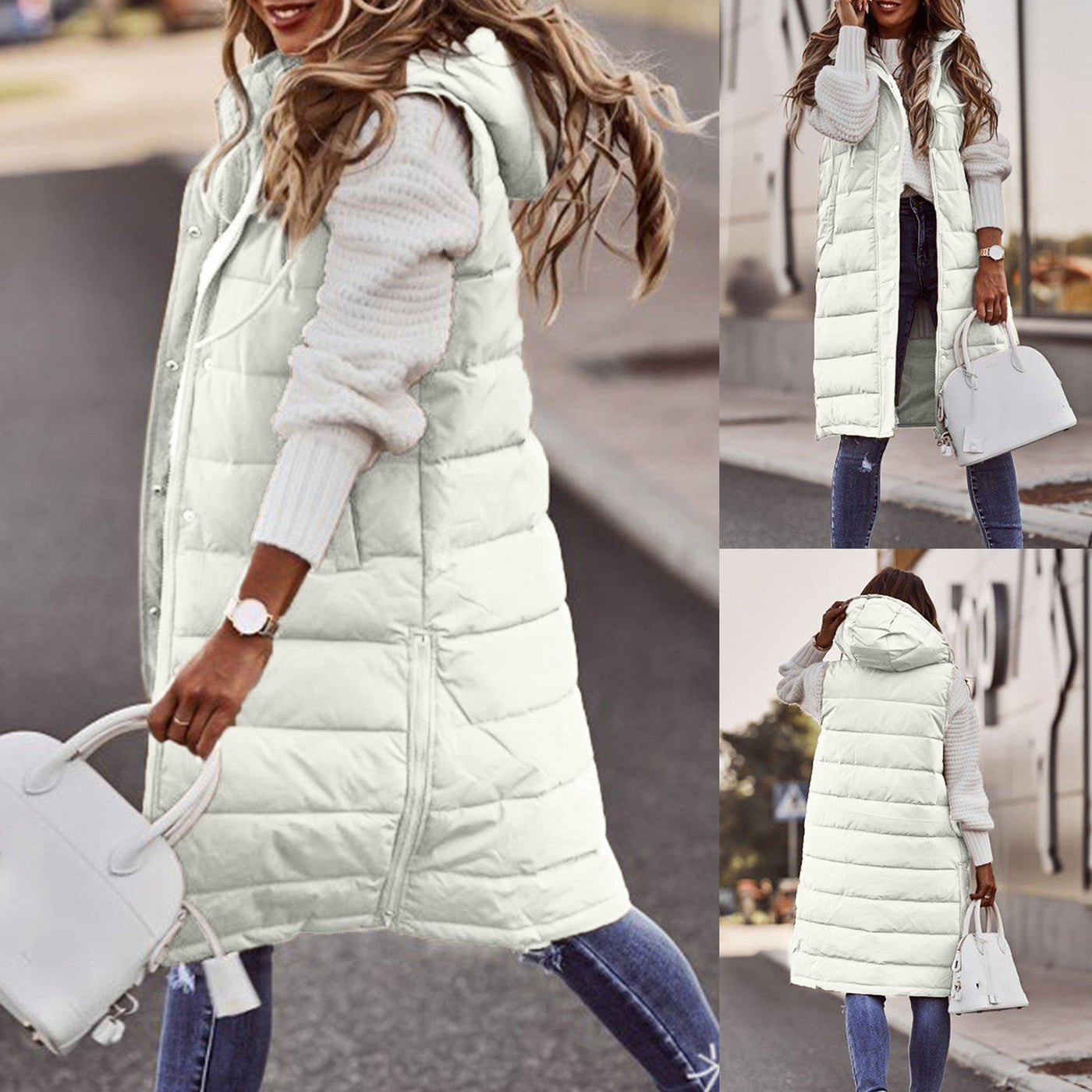 Dames Lange Bodywarmer met Capuchon – Warm & Stijlvol voor de Winter