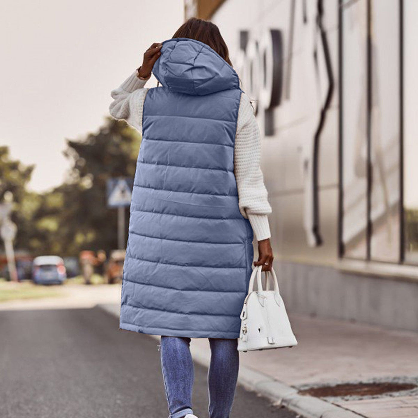 Dames Lange Bodywarmer met Capuchon – Warm & Stijlvol voor de Winter