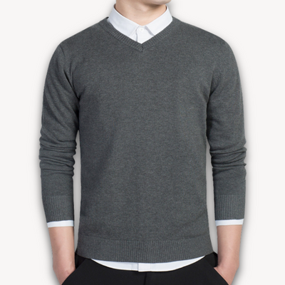 Heren V-Hals Trui – Slim Fit Katoenmix