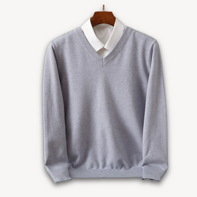 Heren Kasjmier V-Hals Trui – Slim Fit, Zacht & Lichtgewicht