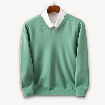 Heren Kasjmier V-Hals Trui – Slim Fit, Zacht & Lichtgewicht