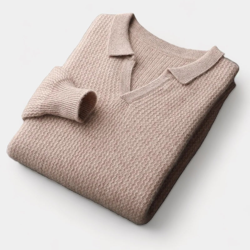 Merino Wol Flap Collar Trui – Luxe Herenmode