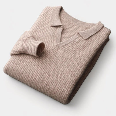 Merino Wol Flap Collar Trui – Luxe Herenmode