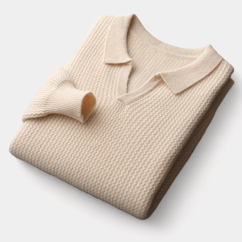 Merino Wol Flap Collar Trui – Luxe Herenmode