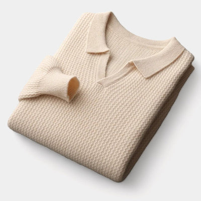 Merino Wol Flap Collar Trui – Luxe Herenmode