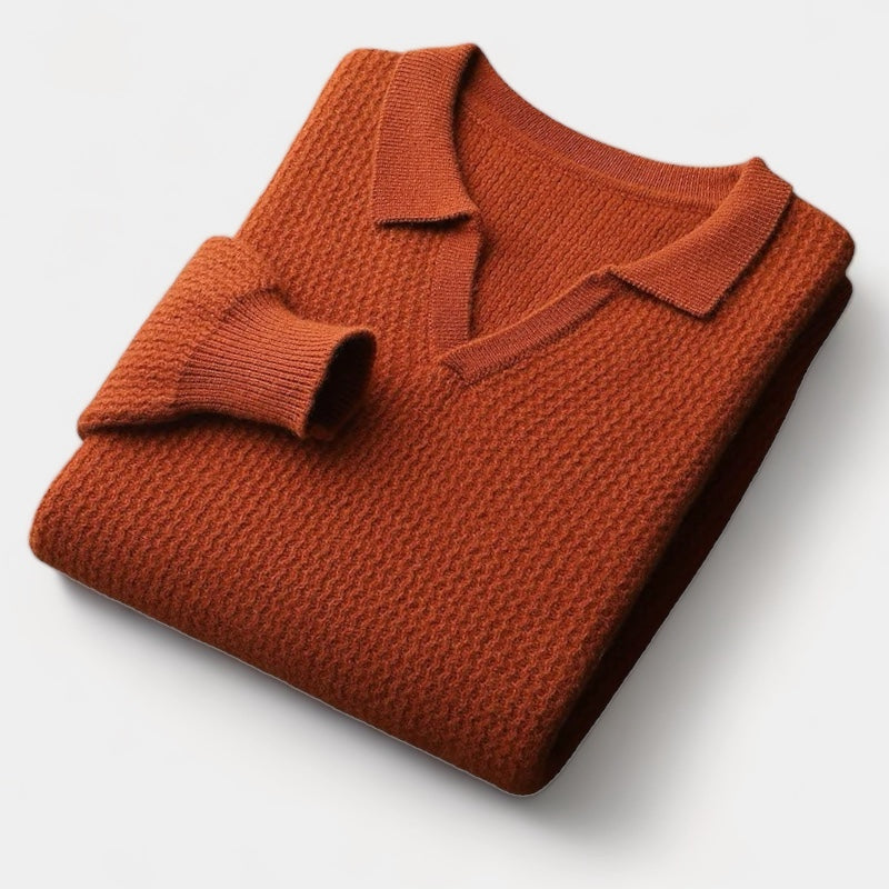 Merino Wol Flap Collar Trui – Luxe Herenmode