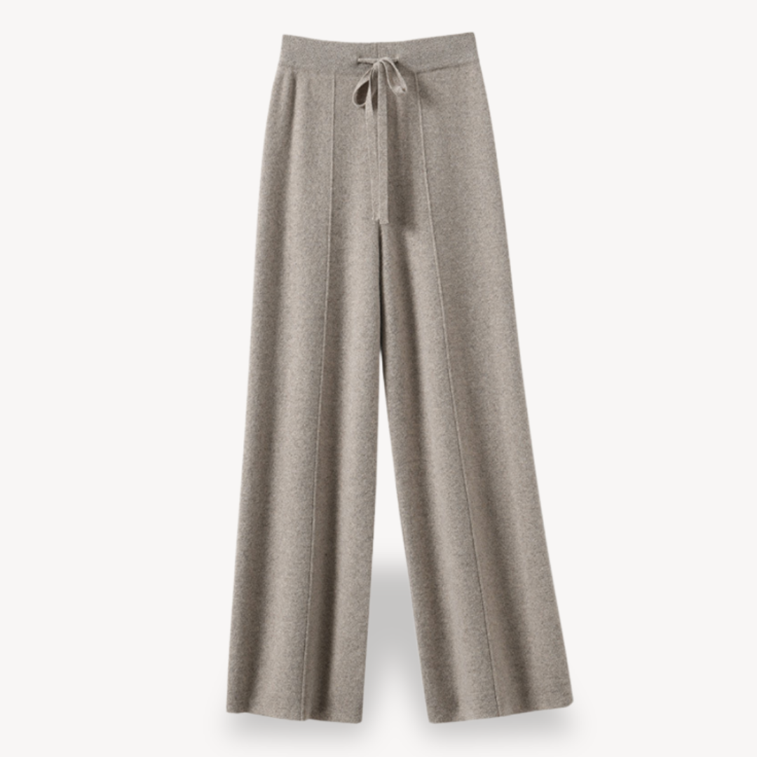 Cashmere Dames Broek – Wijde Pantalon met Trekkoord