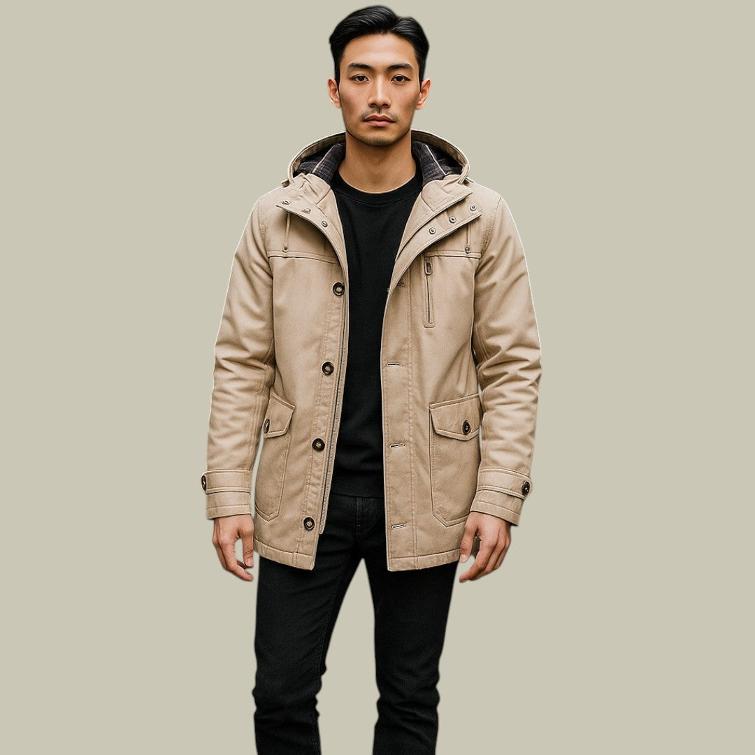 Heren Winterjas met Capuchon – Functioneel & Stijlvol