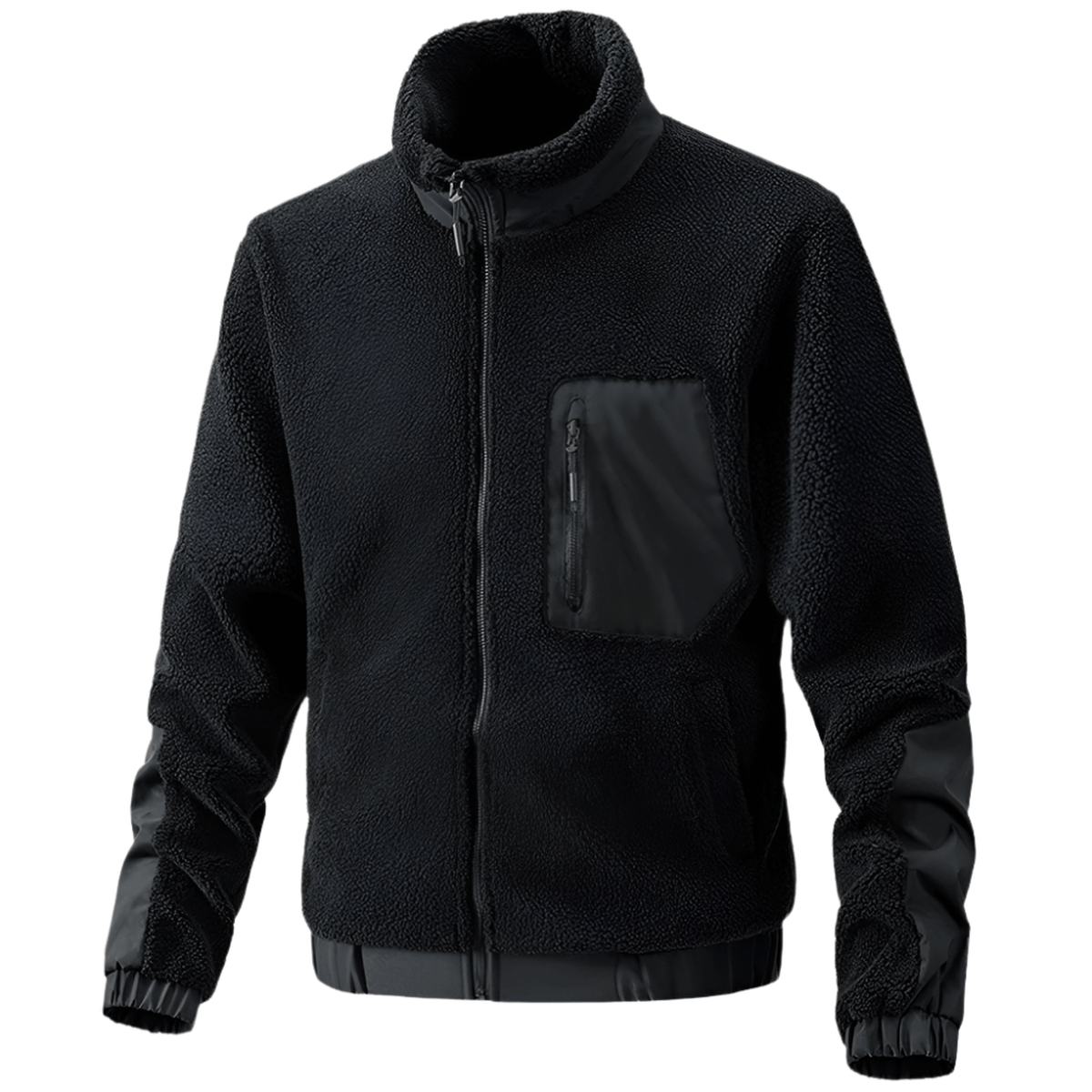 Heren Fleece Jas met Rits en Verstevigde Details – Warm & Duurzaam