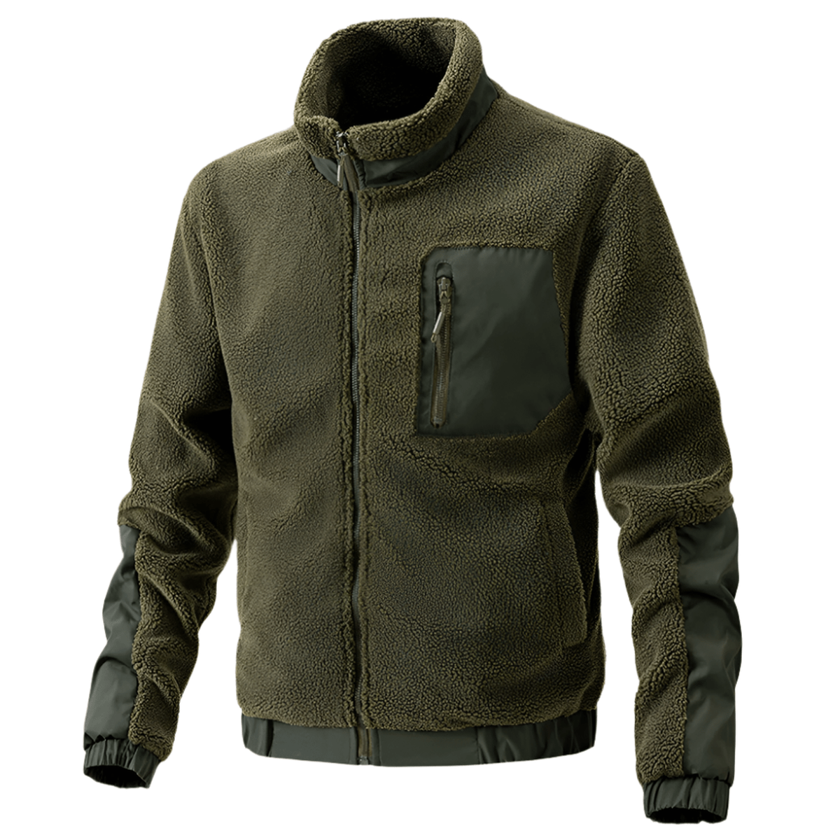 Heren Fleece Jas met Rits en Verstevigde Details – Warm & Duurzaam