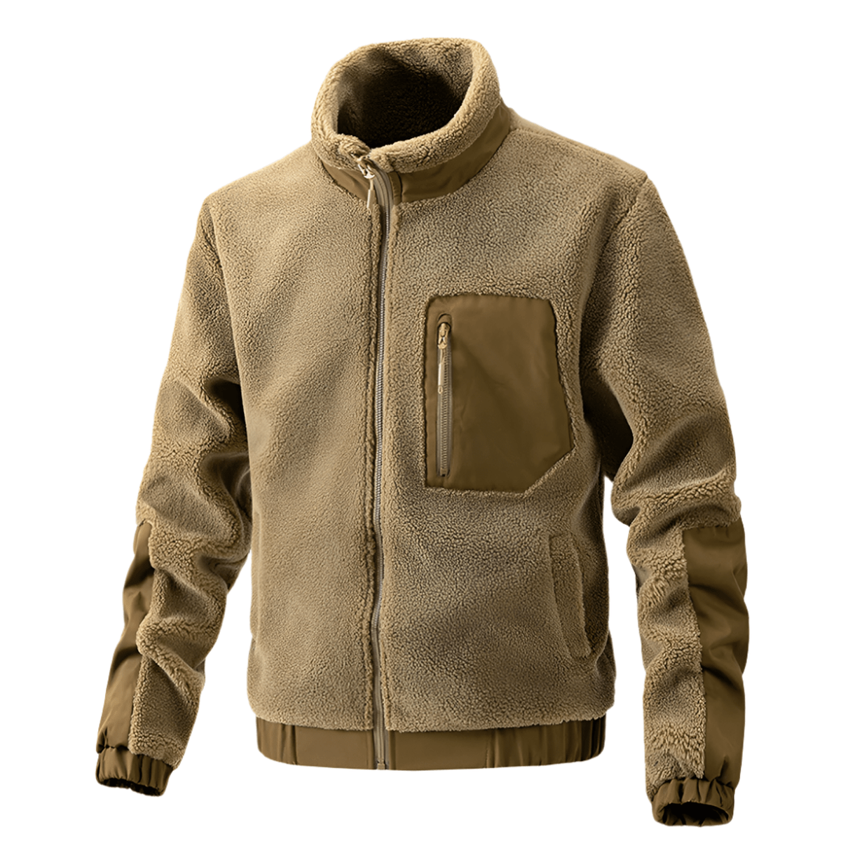 Heren Fleece Jas met Rits en Verstevigde Details – Warm & Duurzaam