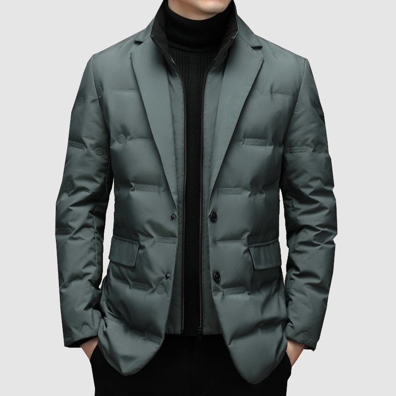 Heren Gewatteerd Jacket met Revers – Elegant & Functioneel
