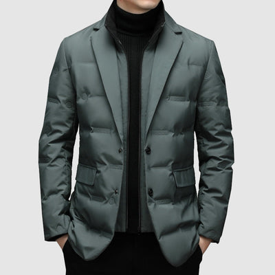 Heren Gewatteerd Jacket met Revers – Elegant & Functioneel