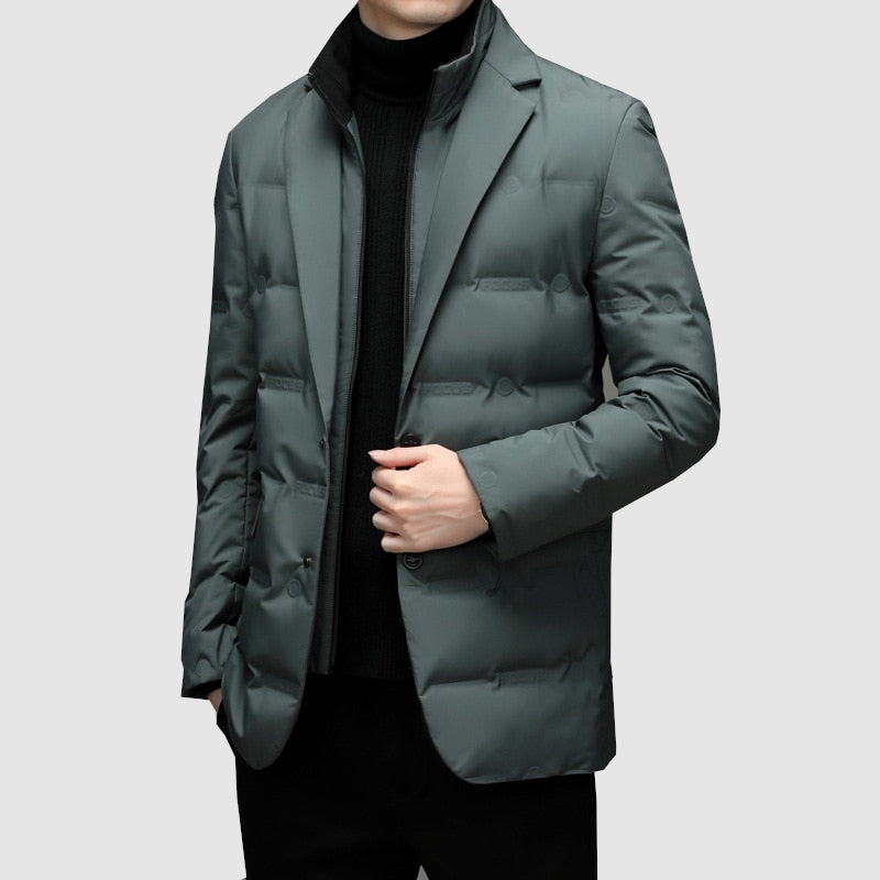 Heren Gewatteerd Jacket met Revers – Elegant & Functioneel