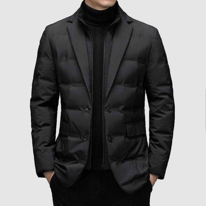 Heren Gewatteerd Jacket met Revers – Elegant & Functioneel