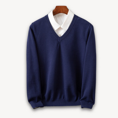 Heren Kasjmier V-Hals Trui – Slim Fit, Zacht & Lichtgewicht