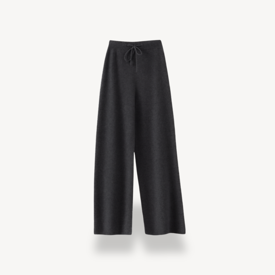 Cashmere Wol Dames Broek – Brede Gebreide Pantalon