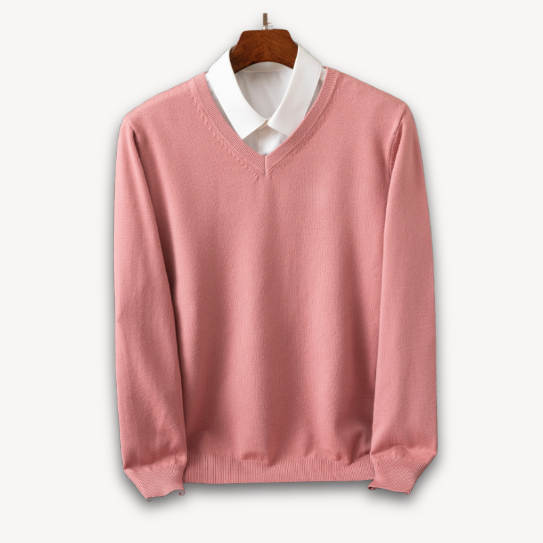 Heren Kasjmier V-Hals Trui – Slim Fit, Zacht & Lichtgewicht