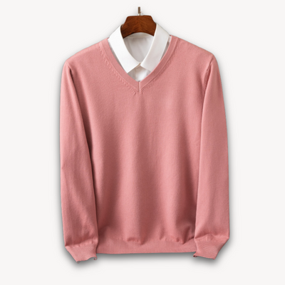 Heren Kasjmier V-Hals Trui – Slim Fit, Zacht & Lichtgewicht