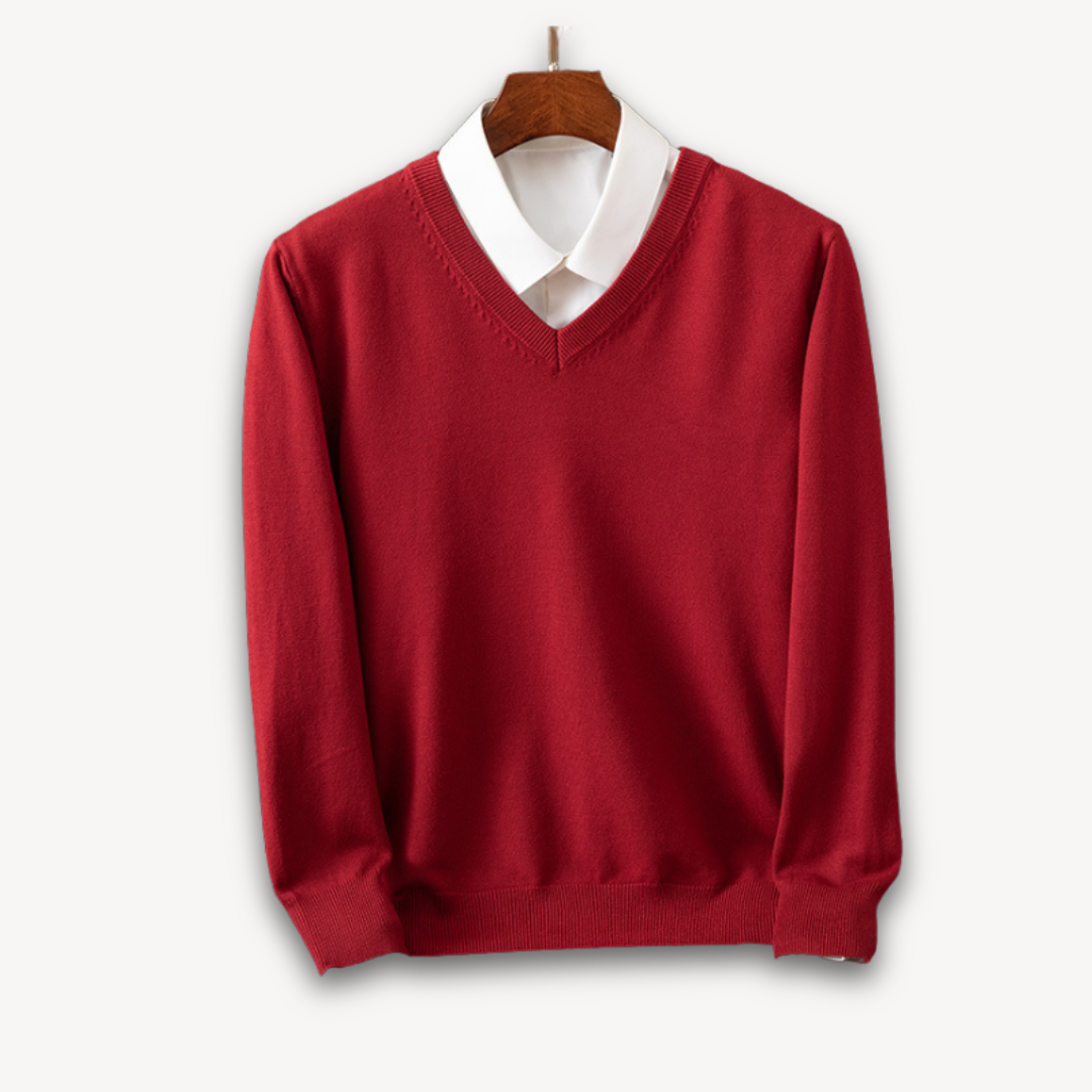 Heren Kasjmier V-Hals Trui – Slim Fit, Zacht & Lichtgewicht