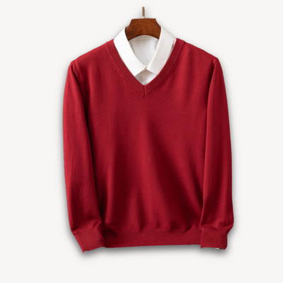 Heren Kasjmier V-Hals Trui – Slim Fit, Zacht & Lichtgewicht