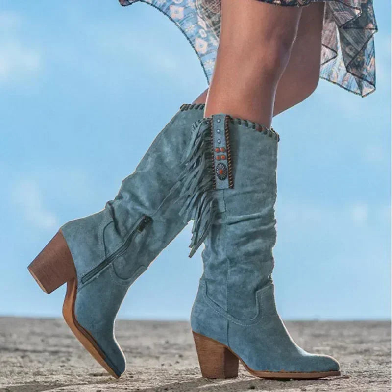 Giorgia – Retro Kunstleren Cowboystiefel