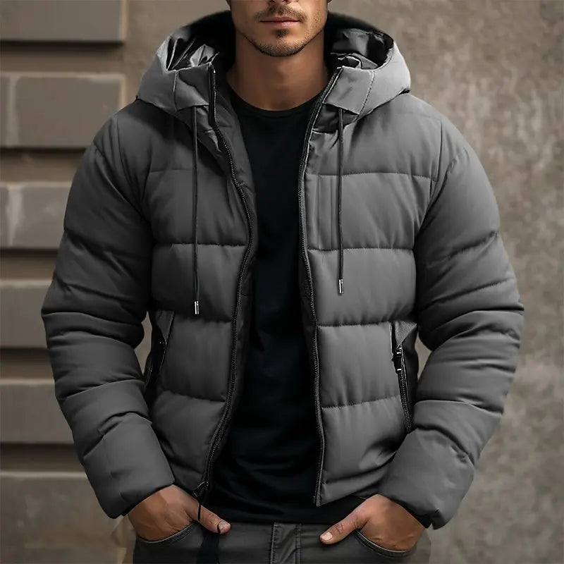 Heren Gewatteerde Puffer Jas met Capuchon – Licht, Warm en Modern