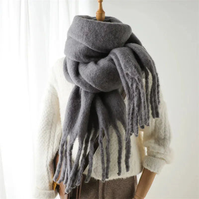Luxe Mohair Dames Sjaal met Franjes – Warm & Elegant