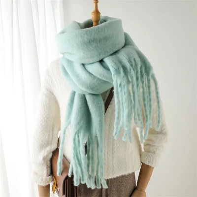 Luxe Mohair Dames Sjaal met Franjes – Warm & Elegant