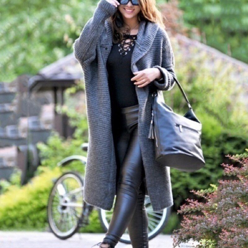 Dames Lange Cardigan met Capuchon – Trendy & Comfortabel