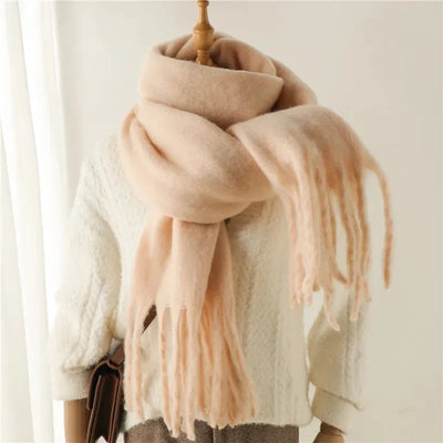 Luxe Mohair Dames Sjaal met Franjes – Warm & Elegant