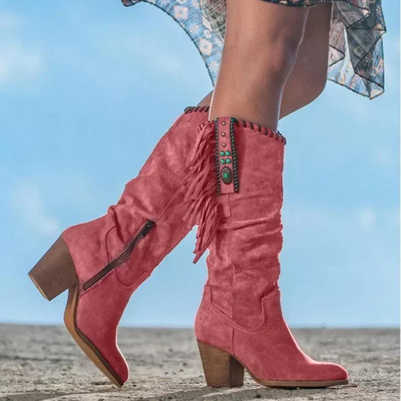 Giorgia – Retro Kunstleren Cowboystiefel