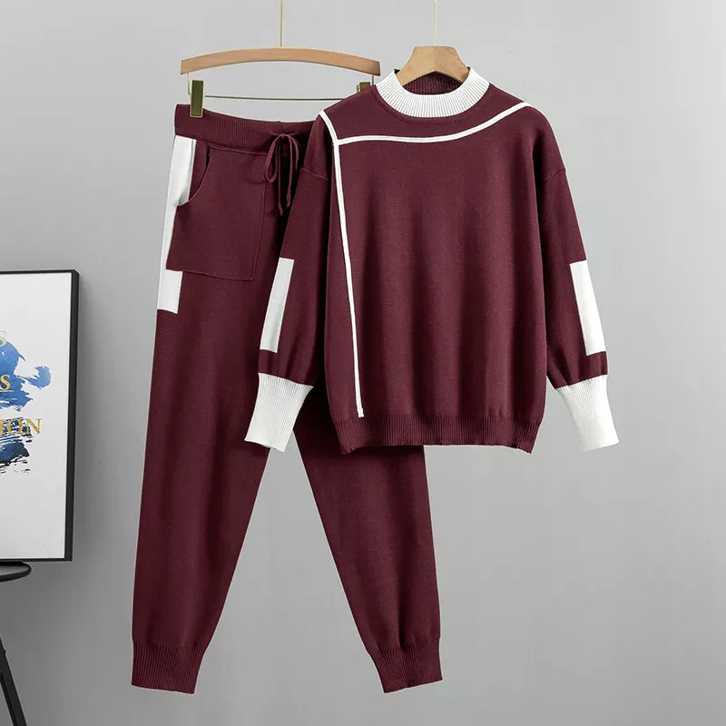 Dames Gebreide Loungewear Set – Trui & Broek Twee-Delig