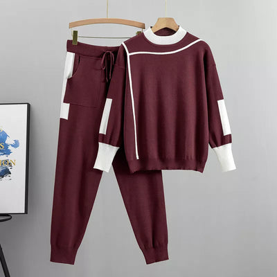 Dames Gebreide Loungewear Set – Trui & Broek Twee-Delig