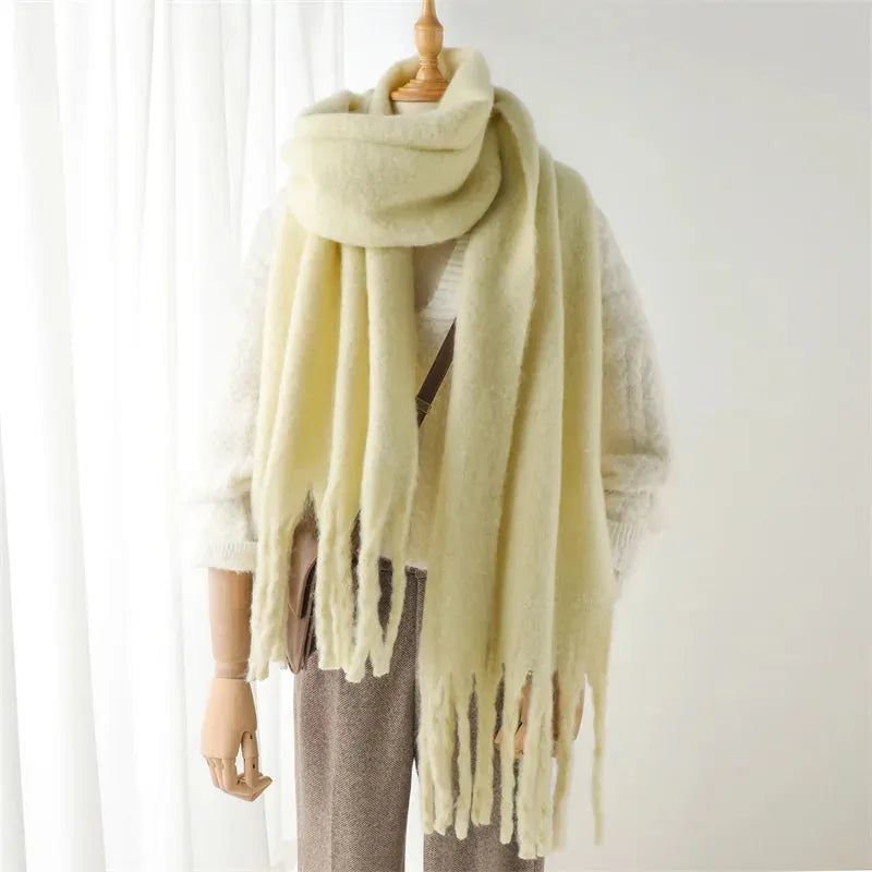 Luxe Mohair Dames Sjaal met Franjes – Warm & Elegant