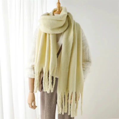 Luxe Mohair Dames Sjaal met Franjes – Warm & Elegant
