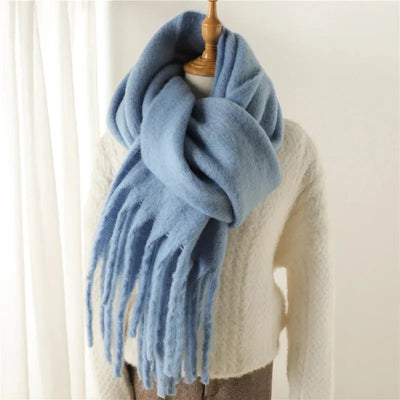 Luxe Mohair Dames Sjaal met Franjes – Warm & Elegant