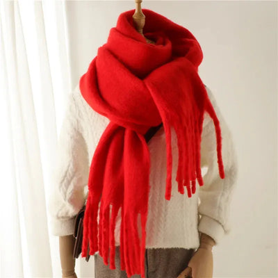 Luxe Mohair Dames Sjaal met Franjes – Warm & Elegant