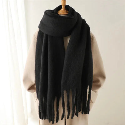 Luxe Mohair Dames Sjaal met Franjes – Warm & Elegant
