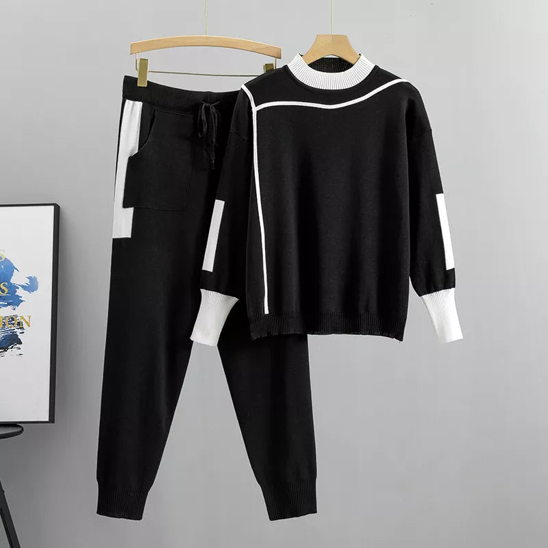 Dames Gebreide Loungewear Set – Trui & Broek Twee-Delig