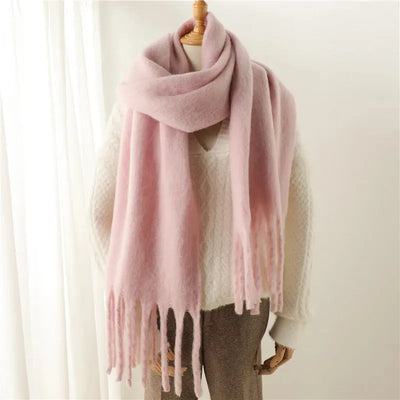 Luxe Mohair Dames Sjaal met Franjes – Warm & Elegant
