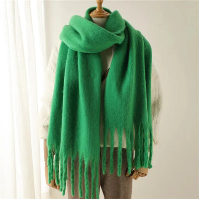 Luxe Mohair Dames Sjaal met Franjes – Warm & Elegant