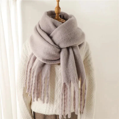 Luxe Mohair Dames Sjaal met Franjes – Warm & Elegant